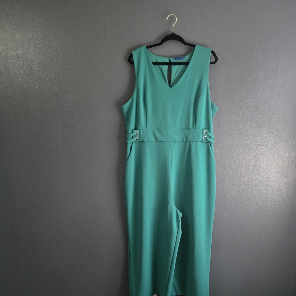 Apt. 9 Emerald Green V-neck Wide Leg Sleeveless Jumpsuit 2X